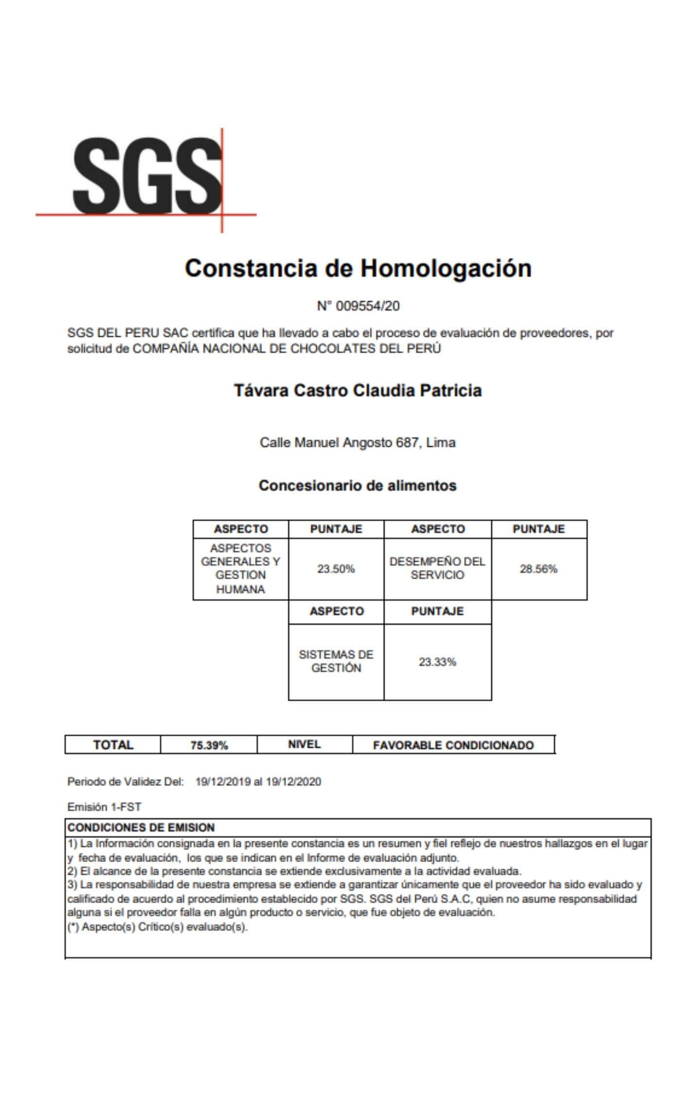 Concesionario de alimentos- Seguridad